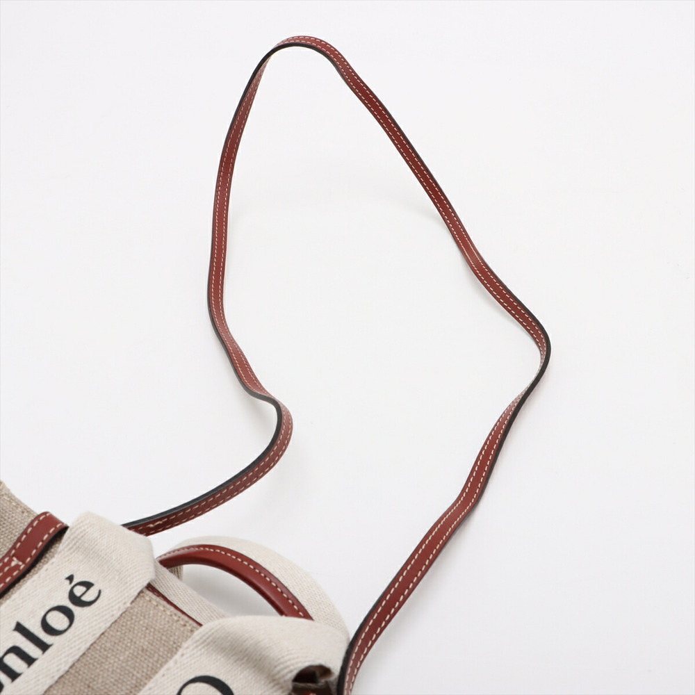 Chloe Woody Canvas Handbag Beige Tan Brown - Picture 7 of 8